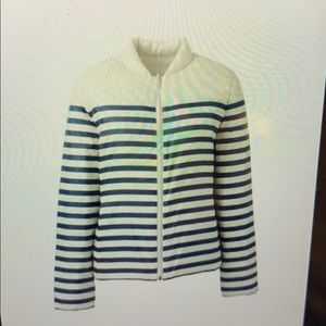 Blue & White striped reversible down jacket
